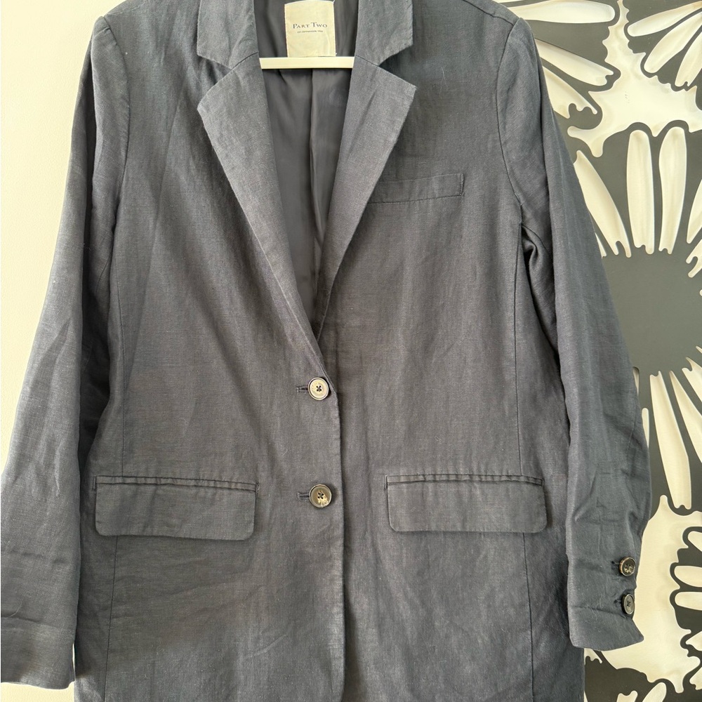Part Two Navy Linen Women's Blazer